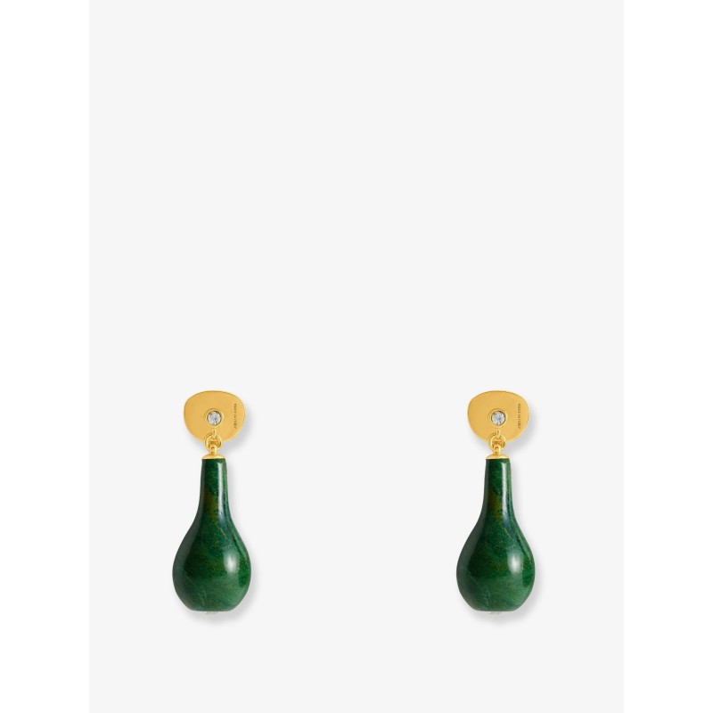 Jade Drops Brass Earrings