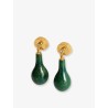 Jade Drops Brass Earrings