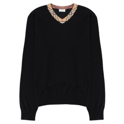 MAGLIA IN LANA MERINO CON SCOLLO "CHECK"