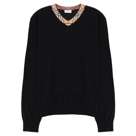 MAGLIA IN LANA MERINO CON SCOLLO "CHECK"