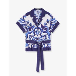 Silk shirt with Maiolica print