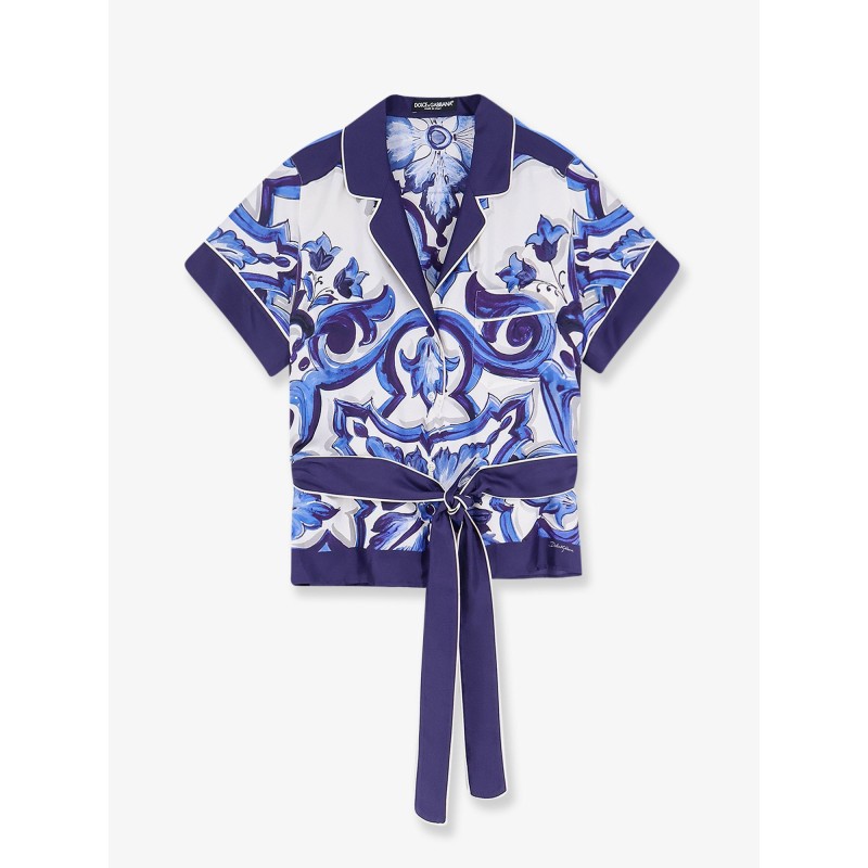 Silk shirt with Maiolica print