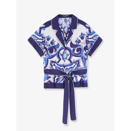 Silk shirt with Maiolica print