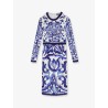 Silk blend dress with Maiolica print