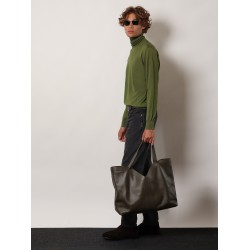 Y Oversize leather tote bag