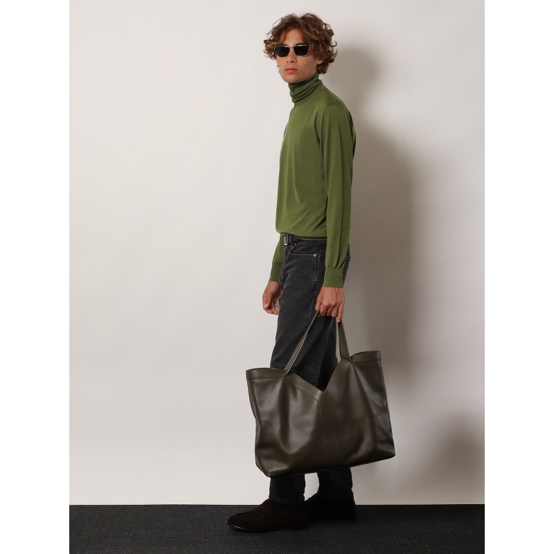 Y Oversize leather tote bag