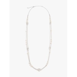 Metal and pearls VLogo Signature necklace