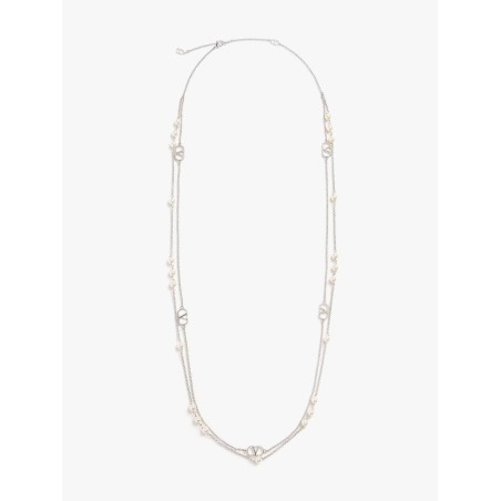 Metal and pearls VLogo Signature necklace
