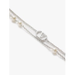 Metal and pearls VLogo Signature necklace