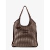 Crochet mesh shopping bag with tone-on-tone logo on the front