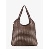 Crochet mesh shopping bag with tone-on-tone logo on the front