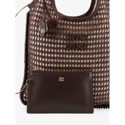 Crochet mesh shopping bag with tone-on-tone logo on the front