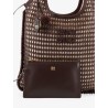 Crochet mesh shopping bag with tone-on-tone logo on the front