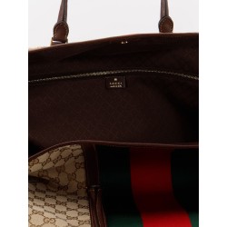 GG fabric travel bag with Web detail on the front