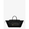 Luggage leather handbag with logo lettering on the front