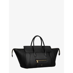 Luggage leather handbag with logo lettering on the front