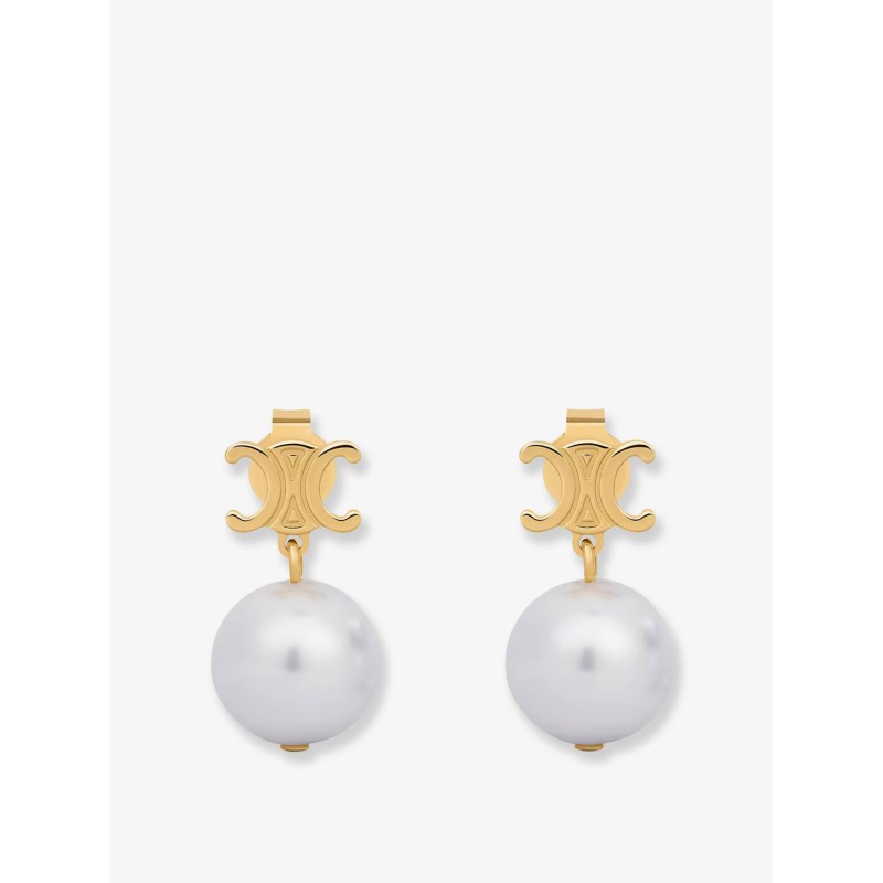 Brass earrings with pearls
