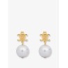 Brass earrings with pearls