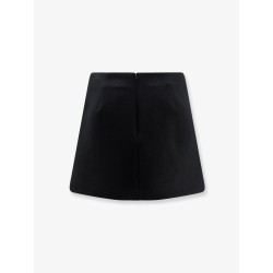 Wool crepe skirt with Double G button