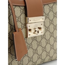 Padlock handbag with shoulder strap