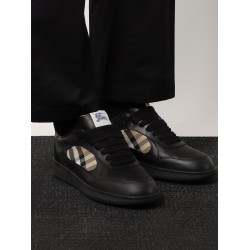 Leather sneakers with Traditional Check inserts