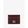 Matelassé leather card holder with metal lettering logo