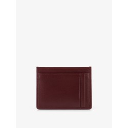 Matelassé leather card holder with metal lettering logo
