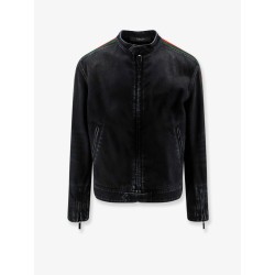 Black denim jacket certified cotton jacket with a faded effect