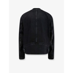 Black denim jacket certified cotton jacket with a faded effect