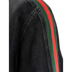 Black denim jacket certified cotton jacket with a faded effect