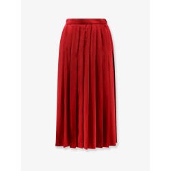 Pleated silk midi skirt