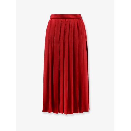 Pleated silk midi skirt