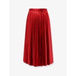 Pleated silk midi skirt