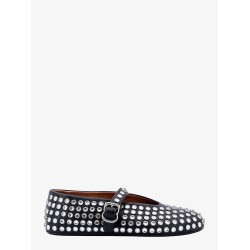 Leather ballet flats with rhinestones
