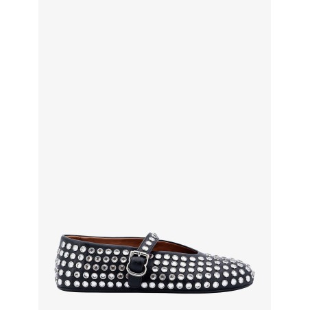 Leather ballet flats with rhinestones