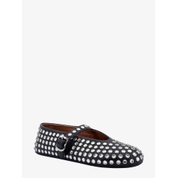 Leather ballet flats with rhinestones