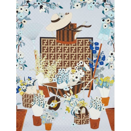 Silk scarf with Gardening print
