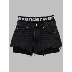 SHORTS IN DENIM CON LOGO