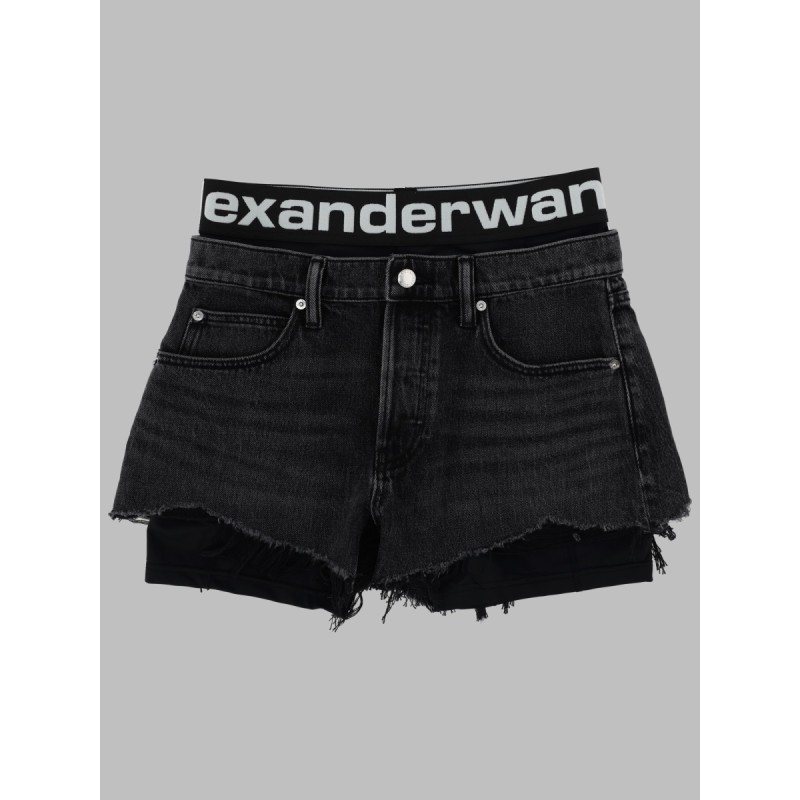 SHORTS IN DENIM CON LOGO