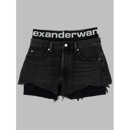 SHORTS IN DENIM CON LOGO
