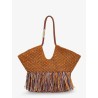 Golden Time rafia shoulder bag with fringe