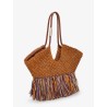 Golden Time rafia shoulder bag with fringe
