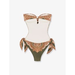Mahon nylon one-piece swimsuit with paisley print