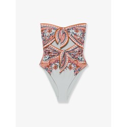 Aster one-piece shiny nylon swimsuit with paisley print