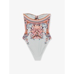 Aster one-piece shiny nylon swimsuit with paisley print