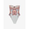 Aster one-piece shiny nylon swimsuit with paisley print
