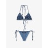 Aster denim bikini with all-over embroidery