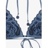 Aster denim bikini with all-over embroidery