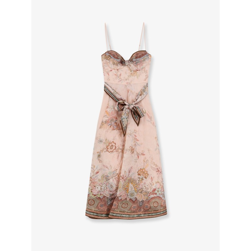 Alchemy silk and linen blend midi dress with all-over floral print