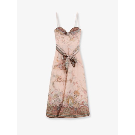 Alchemy silk and linen blend midi dress with all-over floral print
